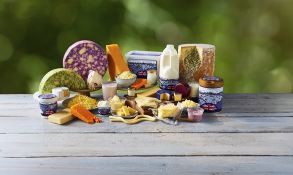 A variety of food products on a table.